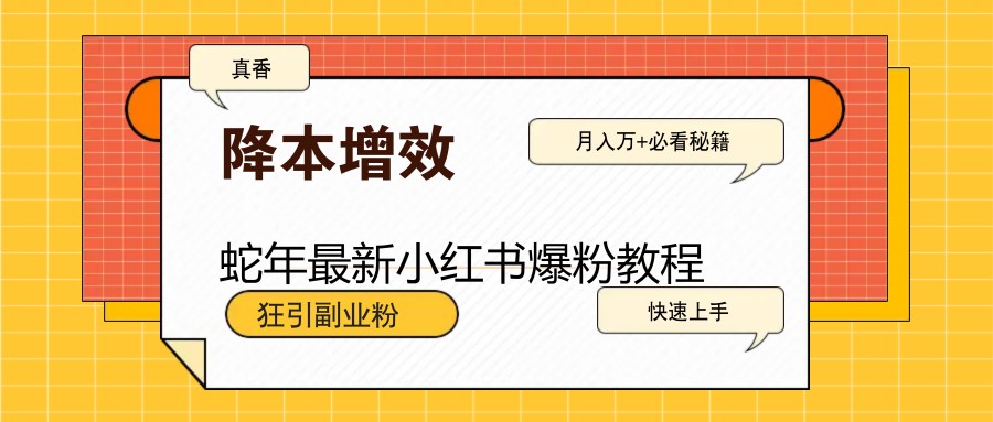 蛇年最新小红书爆粉教程,狂引副业粉,月入万+必看 蛇年最新小红书爆粉教程,狂引副业粉,月入万+必看