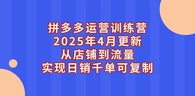 (14469期)拼多多运营训练营2025年4月更新,从店铺到流量,实现日销千单可复制 (14469期)拼多多运营训练营2025年4月更新,从店铺到流量,实现日销千单可复制
