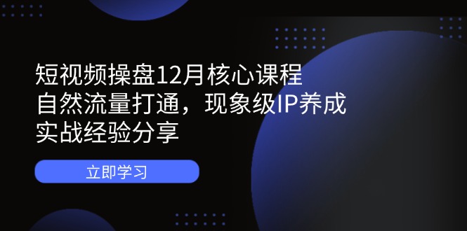 (14447期)短视频操盘12月核心课程:自然流量打通,现象级IP养成,实战经验分享 (14447期)短视频操盘12月核心课程:自然流量打通,现象级IP养成,实战经验分享