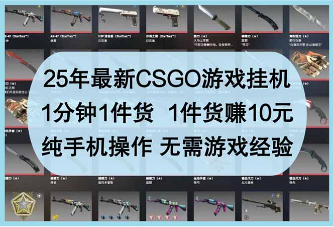 (14439期)25年最新CSGO游戏挂机,1分钟1件货,1件货赚10元 纯手机操作 无需游戏经验 (14439期)25年最新CSGO游戏挂机,1分钟1件货,1件货赚10元 纯手机操作 无需游戏经验