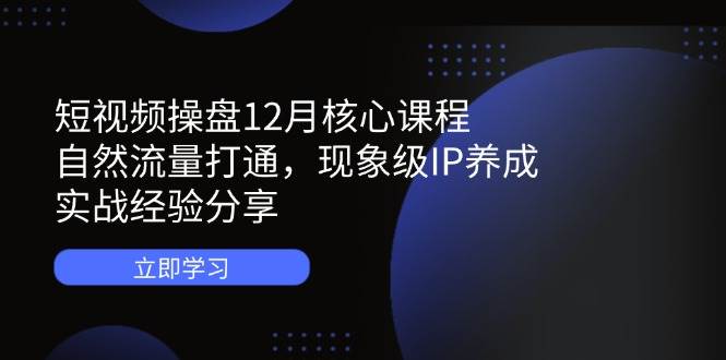 短视频操盘12月核心课程:自然流量打通,现象级IP养成,实战经验分享 短视频操盘12月核心课程:自然流量打通,现象级IP养成,实战经验分享