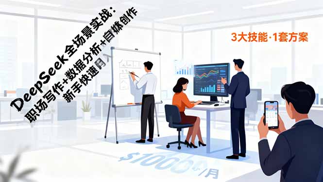 (16418期)DeepSeek全场景实战:职场写作+数据分析+自媒体创作,新手快速月入过万