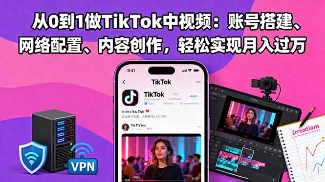 (16461期)从0到1做TikTok中视频:账号搭建、网络配置、内容创作,轻松实现月入过万
