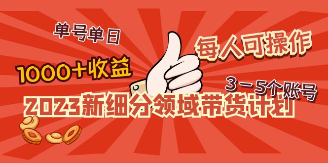 （4827期）2023新细分领域带货计划：单号单日1000+收益不难，每人可操作3-5个账号