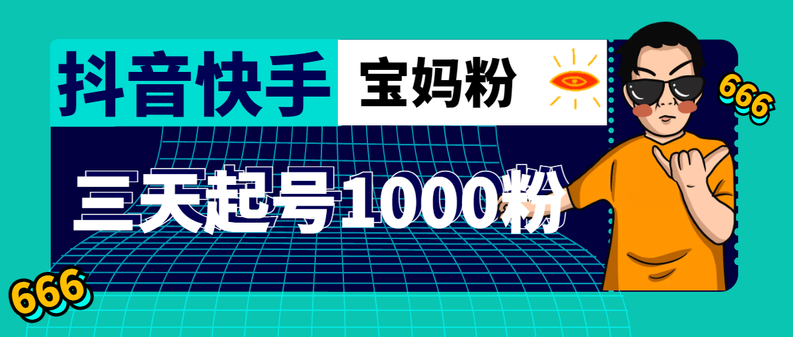 （4818期）抖音快手三天起号涨粉1000宝妈粉丝的核心方法【详细玩法教程】